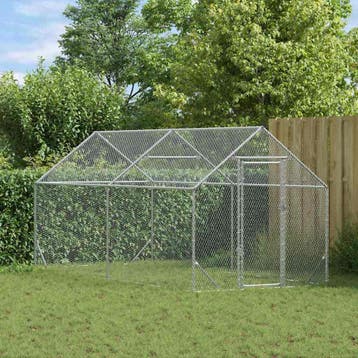 vidaXL Kippenhok Zilver 400 x 170 x 177 cm Gegalvaniseerd, Dieren en Toebehoren, Verzenden, Nieuw