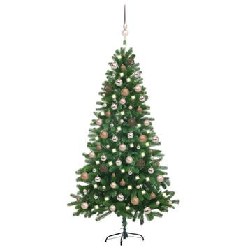vidaXL Kunstkerstboom met verlichting en kerstballen 150 cm, Diversen, Kerst, Verzenden, Nieuw
