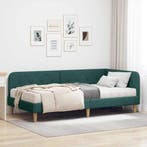 vidaXL Hoekbedframe Donkergroen 100 x 200 cm Stof, Verzenden, Nieuw, Groen, Stof