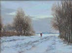 Han van Dam (1901-1975) - Winterlandschap in Laren met de