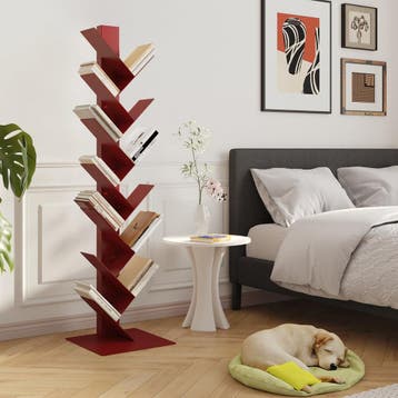 Boekenkast Eksjö staand boomvorm 180x100x35 cm rood [en.casa, Verzenden, Nieuw