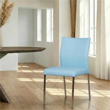 Leren eetkamerstoel Basic - Toledo Sky Blue (lichtblauw) -, Ophalen of Verzenden, Nieuw, Leer, Modern