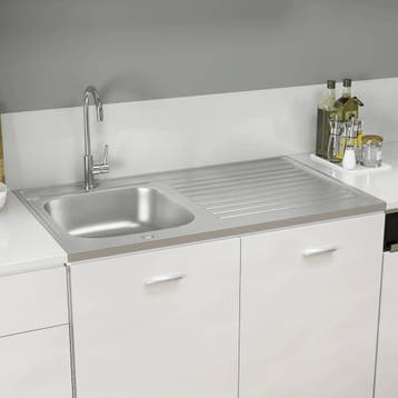 vidaXL Gootsteen met afvoerset 1000x600x155 mm roestvrij, Verzenden, Nieuw
