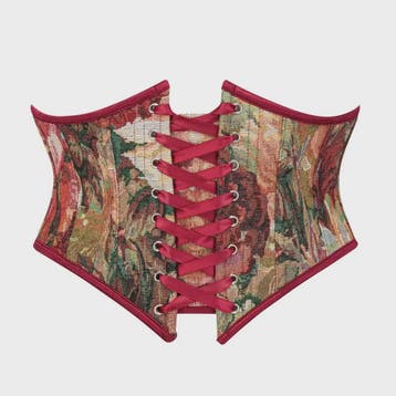 Bloemenprint Corset met Vetersluiting en Rits - Steampunk Go, Kleding | Dames, Ondergoed en Lingerie, Verzenden