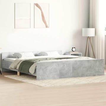 vidaXL Bedframe met hoofd- en voeteneinde betongrijs 200x200, Verzenden, Overige maten, 200 cm, Grijs