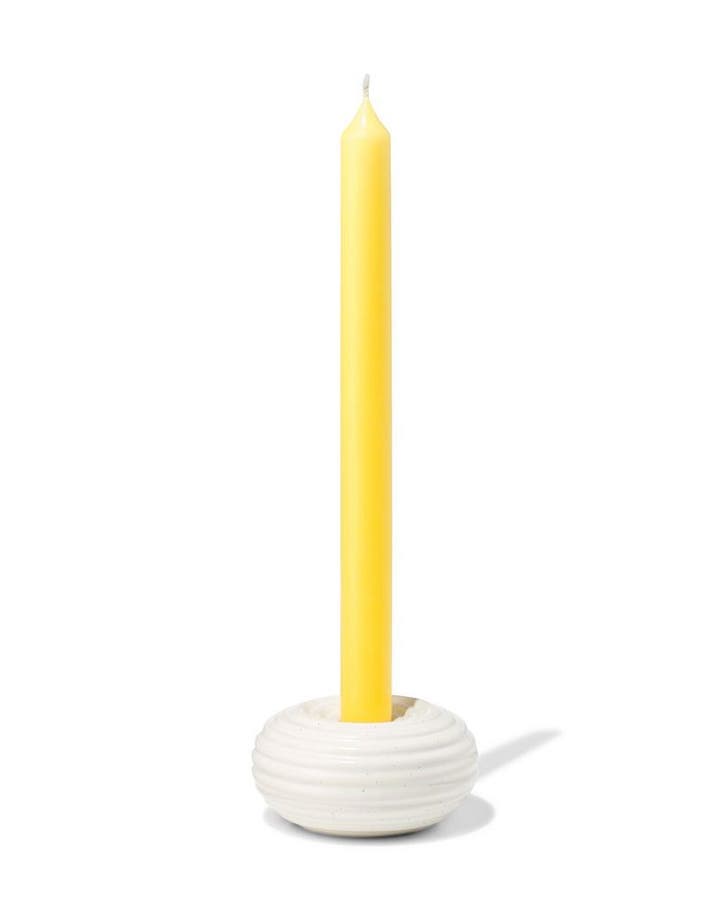 HEMA Kandelaar 10.8x4.6cm keramiek ribbel spikkel wit, Huis en Inrichting, Woonaccessoires | Kandelaars en Kaarsen, Nieuw, Verzenden