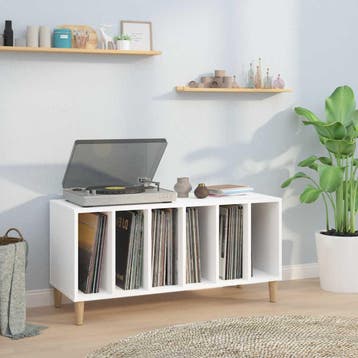 vidaXL Platenkast 100x38x48 cm bewerkt hout wit, Verzenden, Nieuw