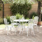 vidaXL Tuin eettafelset 5 pcs Wit Aluminium, Verzenden, Nieuw, Aluminium