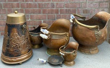 Openhaard accessoire (6) - Porselein, Koper, Messing -, Antiek en Kunst, Curiosa en Brocante