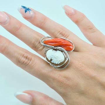 Koraal - Zilver - Ring - CORALLO MEDITERRANEO
