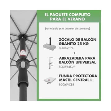 Doppler Parasol voor de tuin Rethink 200 cm, lichtgrijs –., Verzenden, Nieuw, Parasolhoes