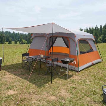 vidaXL Gezinstent met dak Grijs en Oranje 500 x 400 x 230 cm, Verzenden, Nieuw, Tot en met 2