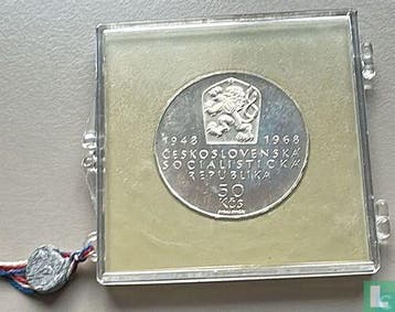 Tsjecho-Slowakije 50 korun 1968 (PROOF) 50ste verjaardag..., Verzenden, Overige landen, Losse munt, Goud