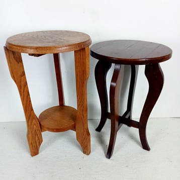Set bijzettafels (2) - Eik - bijzettafel/plantentafel