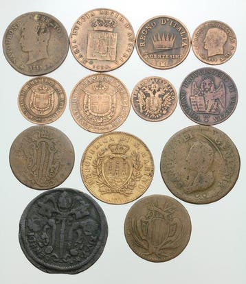 Italië, Vaticaan. Lot de 13 pièces XVIII-XIXème siècle