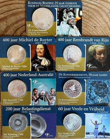Nederland. Coin Card 2004/2007 (7 stuks) (Zonder