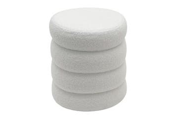 Kruk VOGUE 40cm rond bekleed met opbergruimte bouclé wit, Ophalen of Verzenden, Nieuw