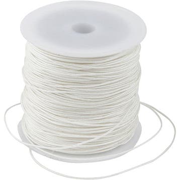 Polyester Koord, dikte 0,8 mm, wit, 50 m/ 1 rol, Nieuw
