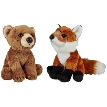 Bosdieren knuffels 2 stuks - vos en bruine beer - pluche, Verzenden, Nieuw