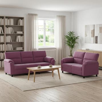vidaXL Bankstel 2 pcs Paars fluweel, Verzenden, Nieuw, Stof, 200 tot 250 cm