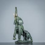 Jushua Chirume - Beeld van een olifant met kalf, Ophalen of Verzenden, Zoogdier, 20 - 50 cm, Steen of Keramiek