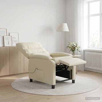 vidaXL Massage Recliner Crèmekleurig Kunstleer, Huis en Inrichting, Verzenden, Nieuw