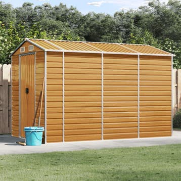 vidaXL Tuinhuis Lichtbruin 191x300x198 cm Gegalvaniseerd, Tuin en Terras, Verzenden, Nieuw