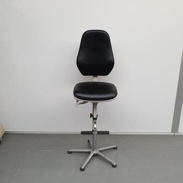 Hoge werkstoel BIMOS - zwart leder, Ophalen of Verzenden