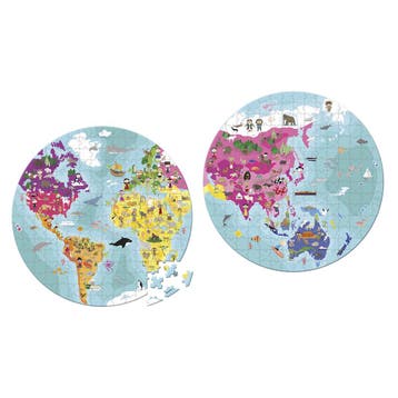 Janod puzzel - Wereld dubbelzijdig  van €20,99 voor €20,90, Ophalen of Verzenden, Nieuw