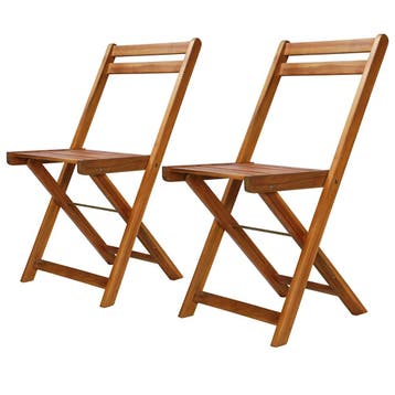 vidaXL Bistrostoelen 2 st massief acaciahout, Tuin en Terras, Tuinstoelen, Verzenden, Nieuw, Hout
