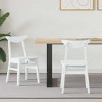vidaXL Eettafelstoelen 2 pcs Wit 42 x 47.5 x 81 cm Massief, Verzenden, Nieuw, Wit