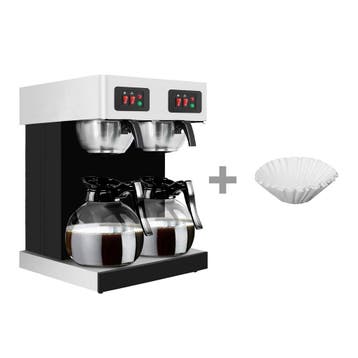 GGM Gastro | Filterkoffiemachine - 2x1,8L - incl. 2 glazen |, Verzenden, Nieuw in verpakking, Koffie en Espresso