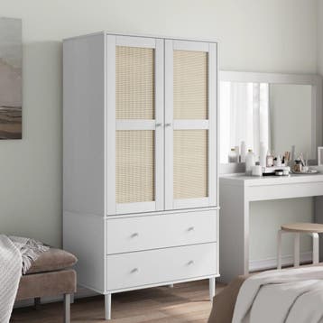vidaXL Kledingkast SENJA 90x55x175 cm rattan look grenenhout, Verzenden, Nieuw