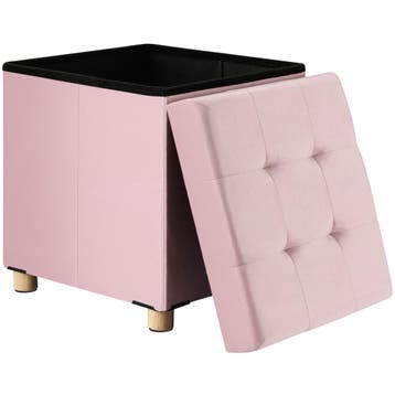 Poef Roze Fluweel 42x38x38cm inklapbaar (Stoelen, Interieur), Huis en Inrichting, Banken | Voetenbanken en Poefen, Verzenden, Nieuw