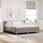 vidaXL Boxspringbed met hoofdeinde Taupe 200 x 180 cm Stof, Huis en Inrichting, Slaapkamer | Bedden, Verzenden, Nieuw, Stof