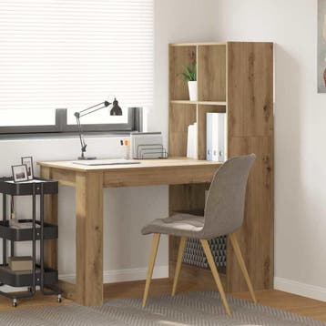 vidaXL Bureau Artisan Eiken Bewerkt hout 122 x 67 x 145 cm, Verzenden, Nieuw