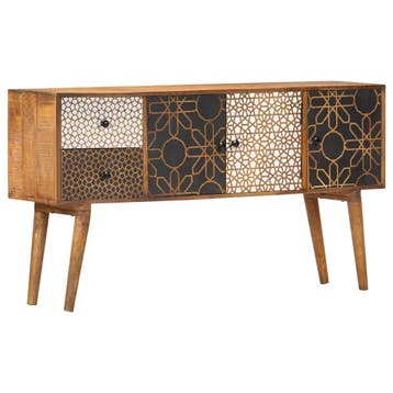 vidaXL Dressoir met geprint patroon 130x30x70 cm massief, Huis en Inrichting, Verzenden, Nieuw, Overige houtsoorten, Minder dan 50 cm