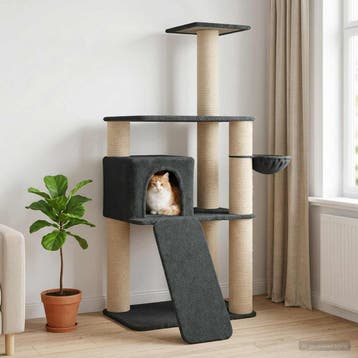 vidaXL Kattenboom met sisal krabpalen Donkergrijs 173 cm, Dieren en Toebehoren, Verzenden, Nieuw