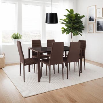 Eetkamerstoelen, kunstleer - cappuccino, Set van 6, Huis en Inrichting, Stoelen, Verzenden, Nieuw