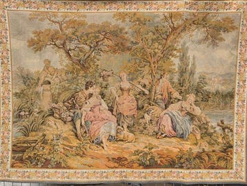 Groot vintage Frans Jacquard wandtapijt - Les Amours