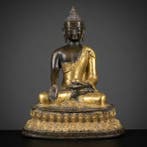 Beeld, Shakyamuni Boeddha - 21 cm - Verguld brons, Antiek en Kunst