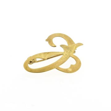 Vintage gouden broche; Letter C, Ophalen of Verzenden, Gebruikt, Goud, Goud