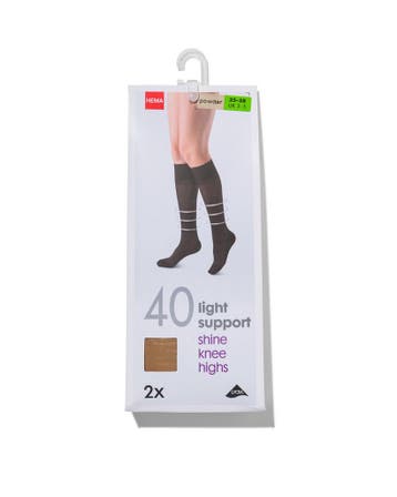 HEMA 2-pak kniekousen licht ondersteunend 40 denier poeder, Verzenden, Nieuw