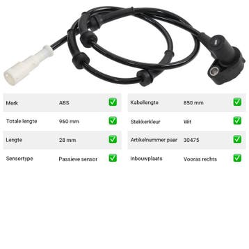 ABS-sensor Vooras rechts Renault Espace 2.0 (1984-1990), Verzenden, Nieuw, Renault