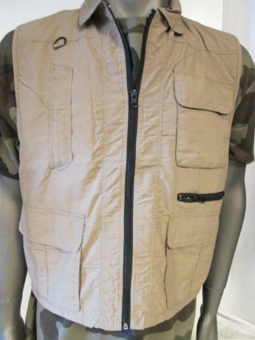 Reportervest  Khaki  met 10 zakken (Bodywarmers, Kleding), Kleding | Heren, Ophalen of Verzenden, Nieuw