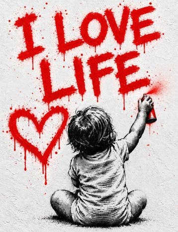 EMIR BERCUTTE - STREET ART I LOVE LIFE - Toile L - LIMITED