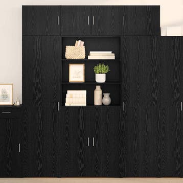 vidaXL Highboard Zwart Eiken 80 x 42,5 x 185 cm Bewerkt hout, Huis en Inrichting, Kasten | Buffetkasten, Verzenden, Nieuw, 50 tot 100 cm