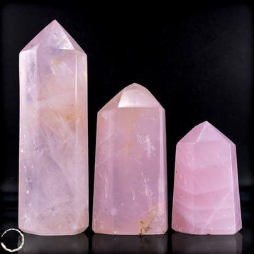 Natuurlijk rozenkwarts-set uit Brazilië – 3 gepolijste, Verzamelen, Mineralen en Fossielen