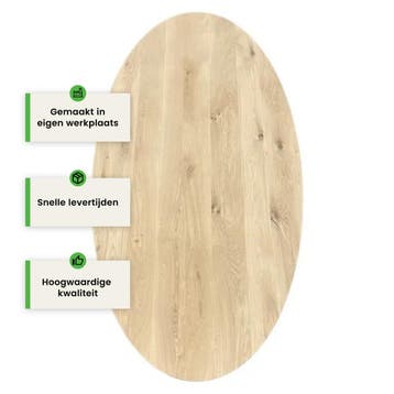 Eiken tafelblad ovaal - 4cm dik eiken, Huis en Inrichting, Tafels | Eettafels, Verzenden, Nieuw