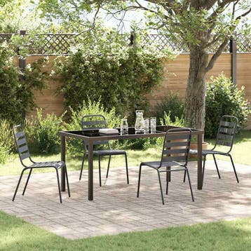 vidaXL Tuin eettafelset 5 pcs Antraciet Gepoedercoat staal, Verzenden, Nieuw, 5 zitplaatsen